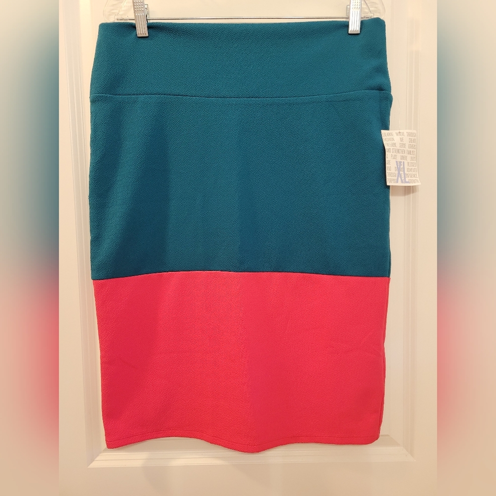 LULAROE Cassie Pencil Skirt sz XL  Teal Coral NWT